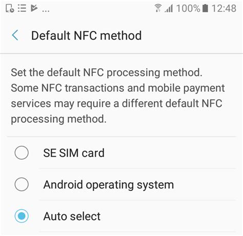 nfc default settings